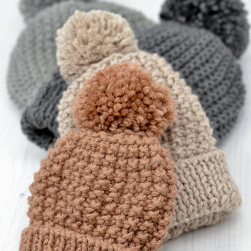 Zeke CHUNKY Simple Texture Bobble Hat