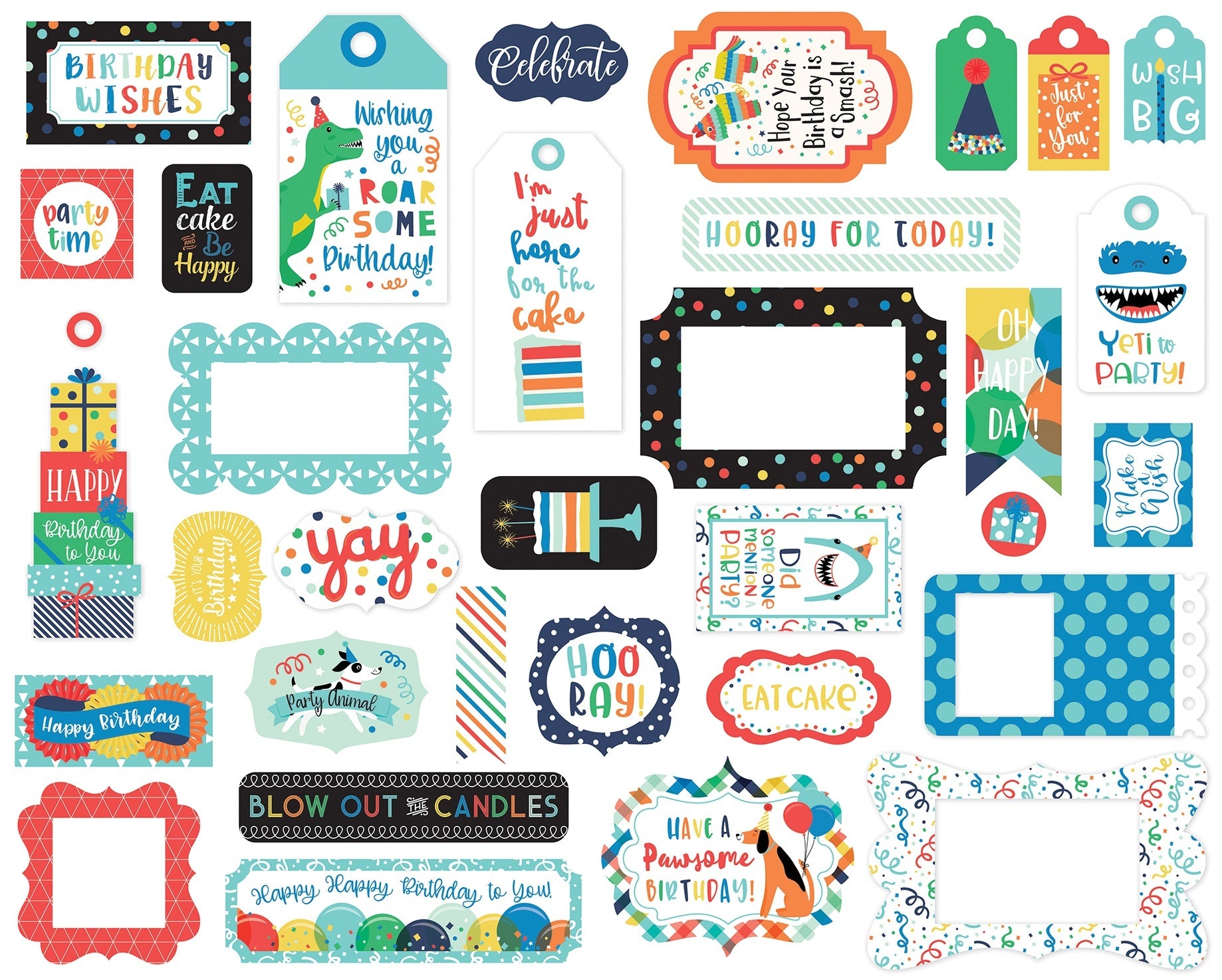 Echo Park Paper Echo Park Cardstock Ephemera 33/Pkg - Frames & Tags, It's Your Birthday Boy