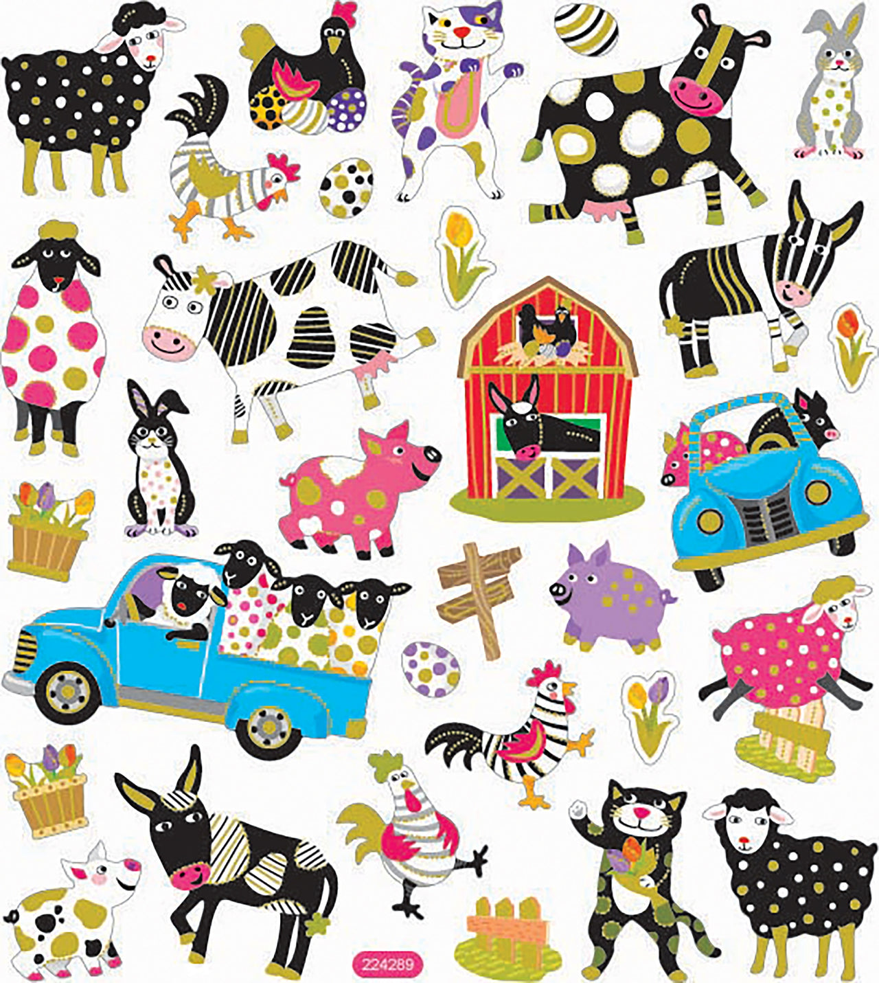 Tattoo King Sticker King Stickers - Abstract Fun Farm