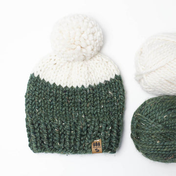 Color Block Chunky Hat Toque Pompom Winter