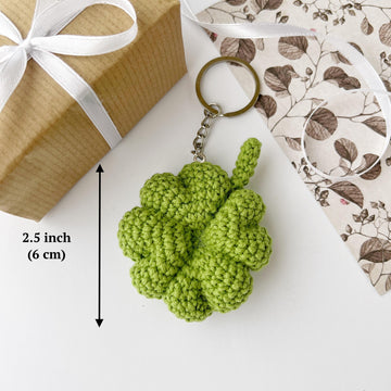 Clover crochet keychain amigurumi pattern Crochet keyring bag charm pattern Crochet car mirror hanging