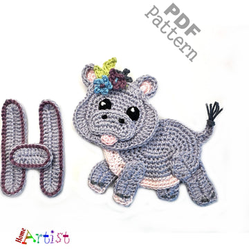 Crochet Animal Alphabet H Hippo pattern