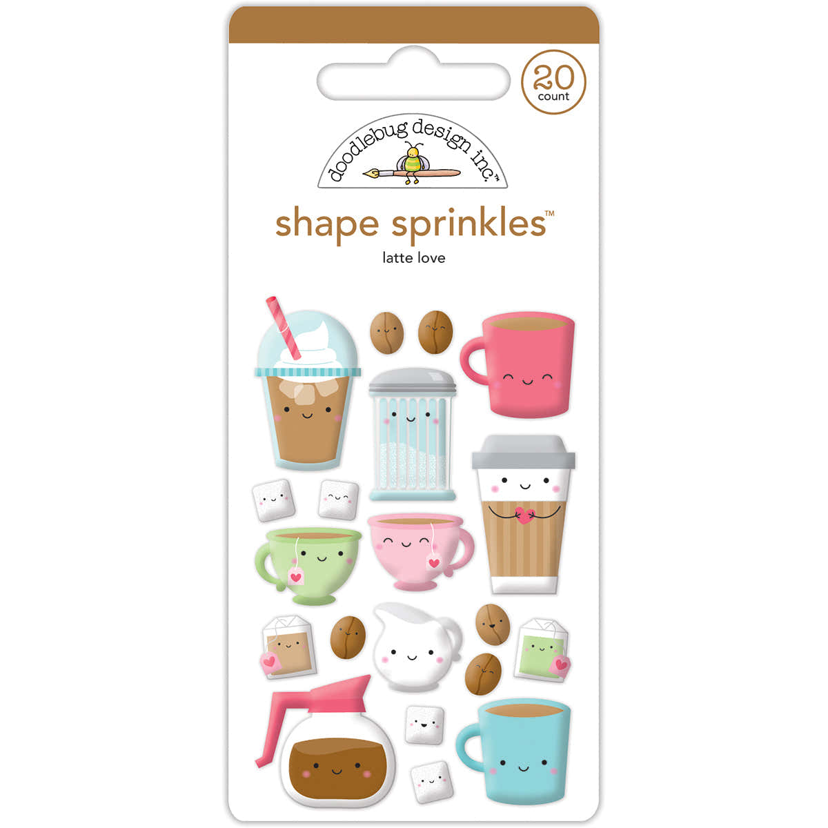 Doodlebug Sprinkles Adhesive Glossy Enamel Shapes - Latte Love, 20/Pkg