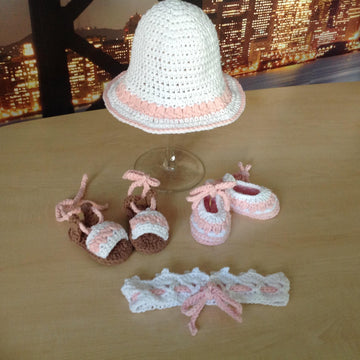 Summer Baby Bootie & Sandal & Crown & Hat Set N 207