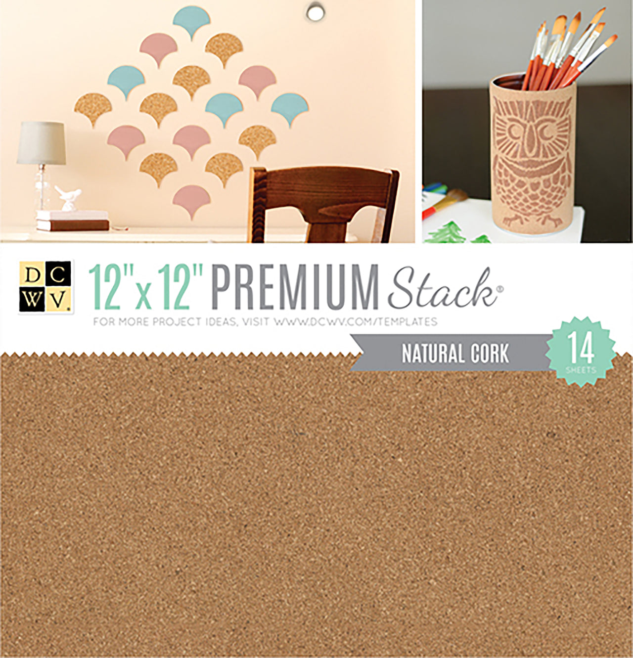 American Crafts DCWV Specialty Stack 12"X12" 14/Pkg - Natural Cork