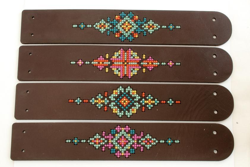 Red Gate Stitchery Leather Bracelet Cross Stitch Kit - Wide Cuff - 17.78cm