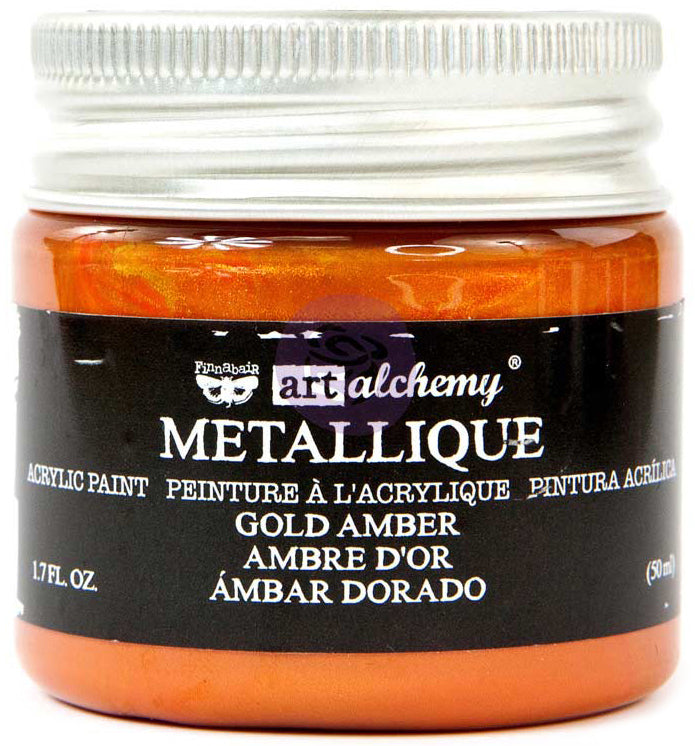 Prima Marketing Finnabair Art Alchemy Acrylic Paint 1.7 Fluid Ounces - Metallique Gold Amber