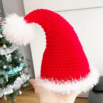 Crochet Christmas Tree Topper Pattern - Santa Hat Ornament, Holiday Decor, Skirt Topper, Festive Decoration