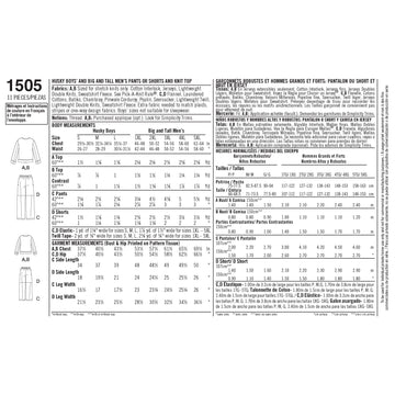 Simplicity Husky Boys' & Big & Tall Men's Tops and Trousers 1505 - Paper Pattern, Size A (S - L / 1XL - 5XL)