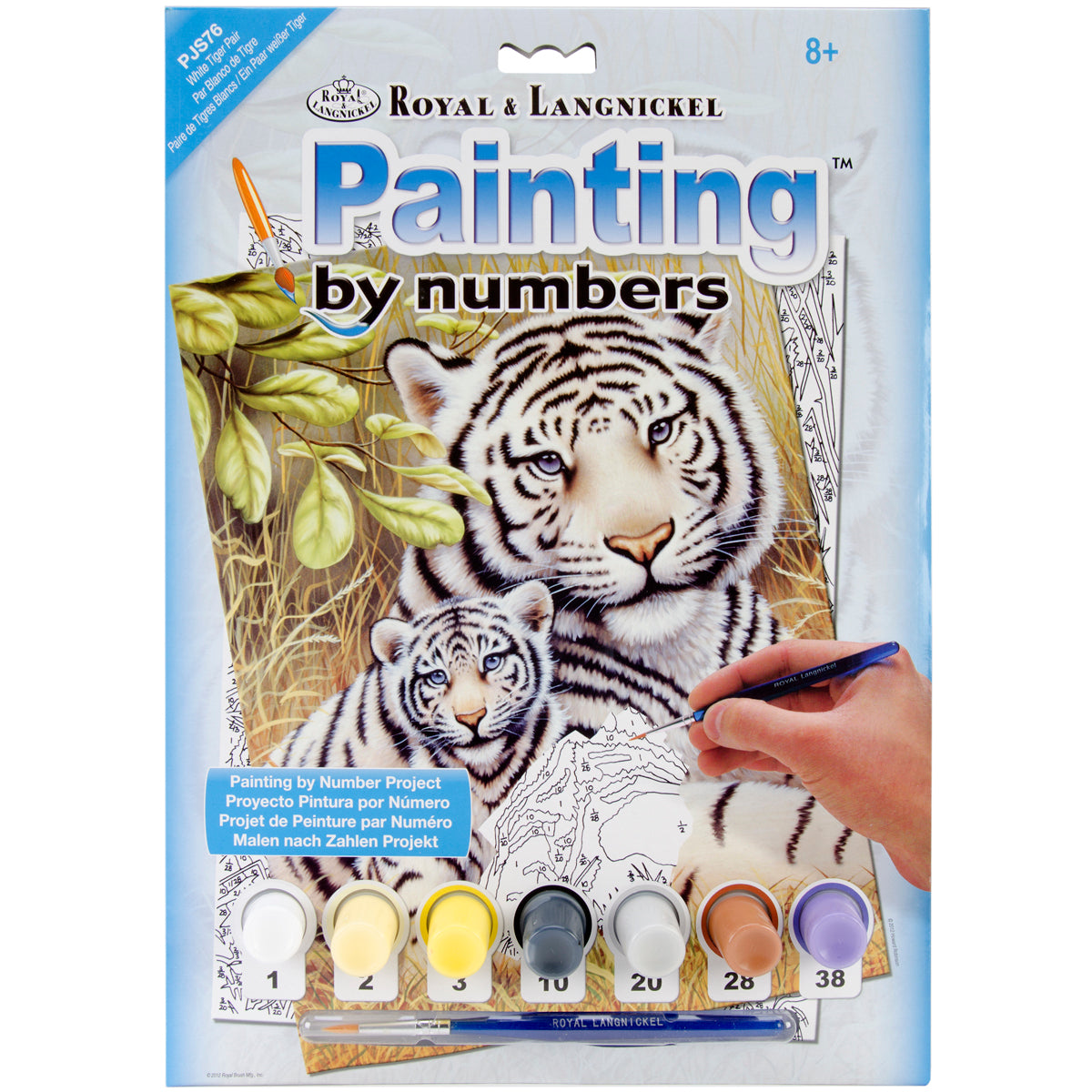 Royal Brush Junior Small Paint By Number Kit 8.75"X11.75" - White Tiger Pair