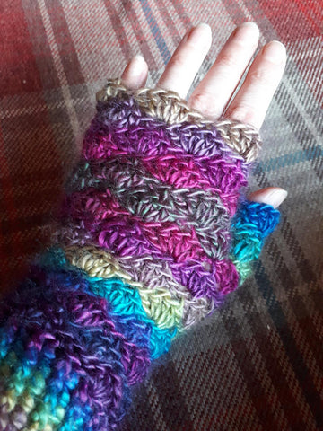 Rainbow Ripple Fingerless Gloves