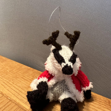 Badger Wearing Santa Outfit with Reindeer Antlers Ferrero Rocher/Lindor Chocolate cover, Hanging Ornament