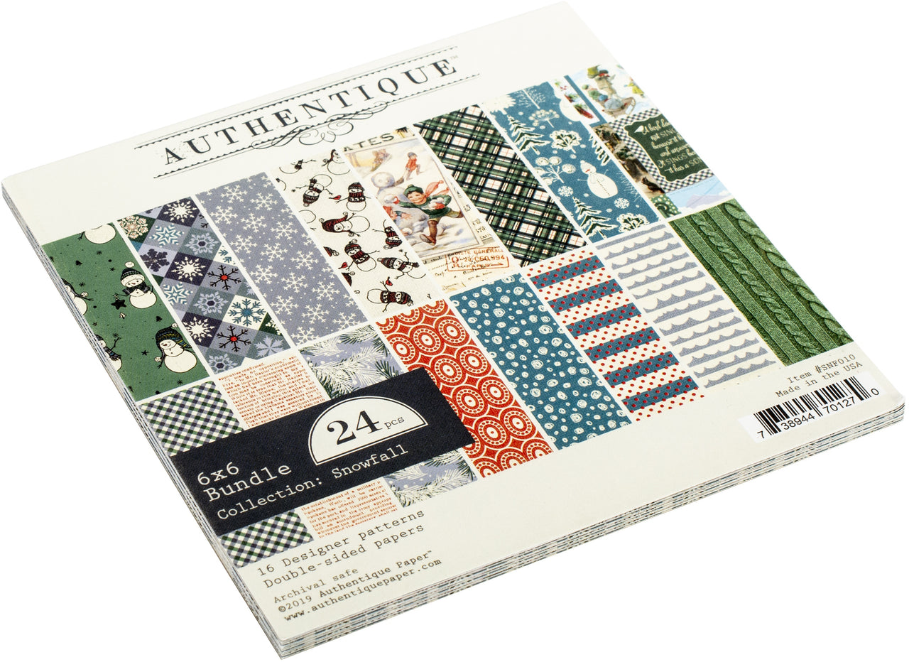 Authentique Paper Authentique Double-Sided Cardstock Pad 6"X6" 24/Pkg - Snowfall, 6 Designs/4 Each