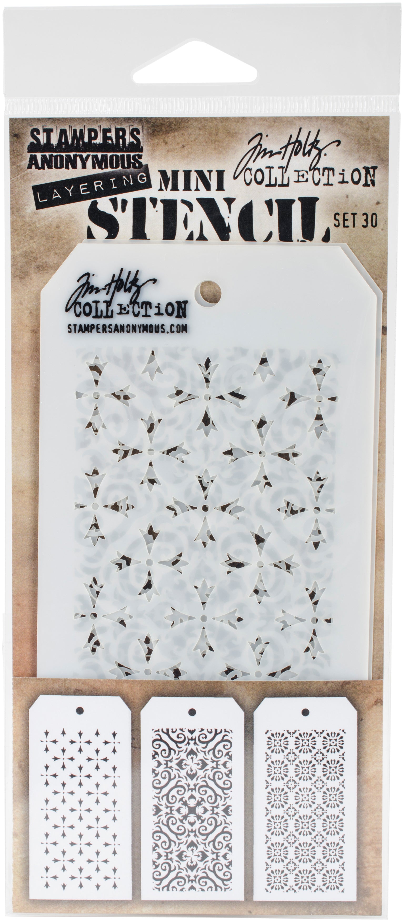 Stampers Anonymous Tim Holtz Mini Layered Stencil Set 3/Pkg - Set #30