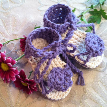 Purple Flower Tie Sandals