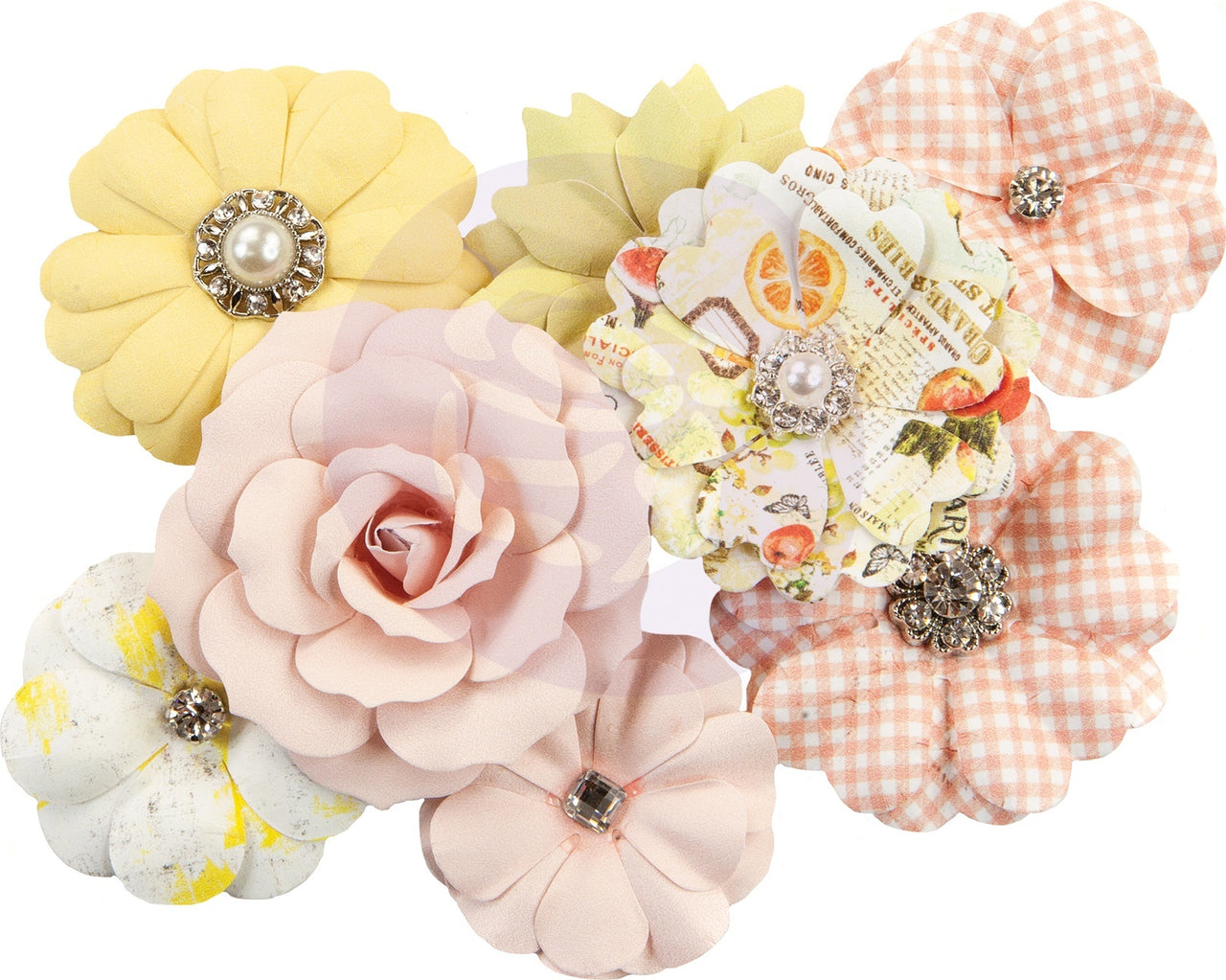 Prima Marketing Mulberry Paper Flowers - Juicy Grapefruit/Fruit Paradise, 8/Pkg