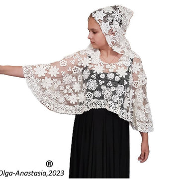 Crochet Christmas lace cape for Church