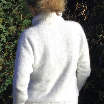 Sideways knitted lace snowflake jumper