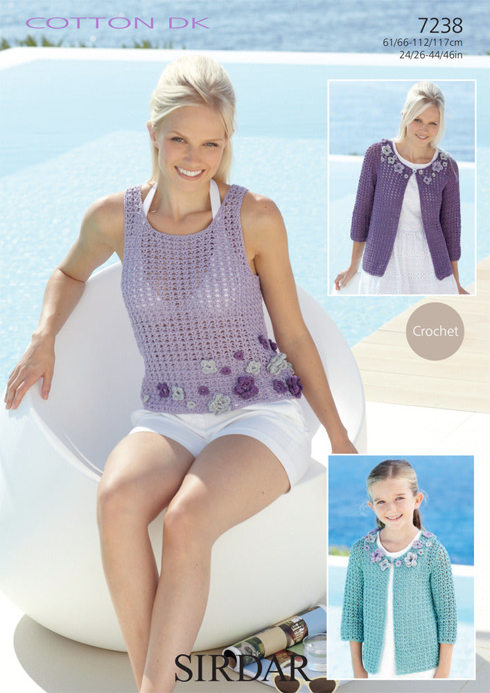 Vest and Cardigan in Sirdar Cotton DK - 7238 - Downloadable PDF