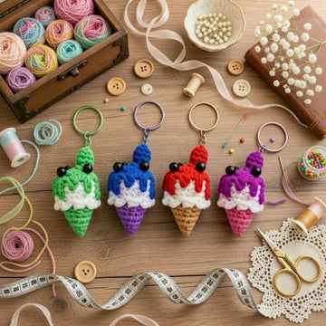 Amigurumi Ice Cream Keychain Pattern | PDF Photo & Video Tutorial | Easy Crochet Keyring