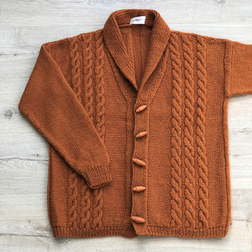 Roll Collar Jacket with Cables