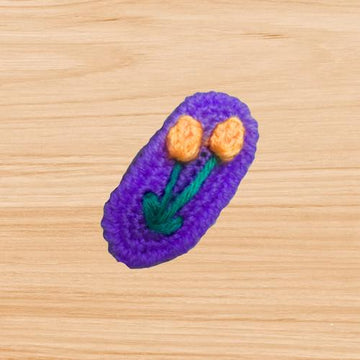 Crochet oval flowers hair clip