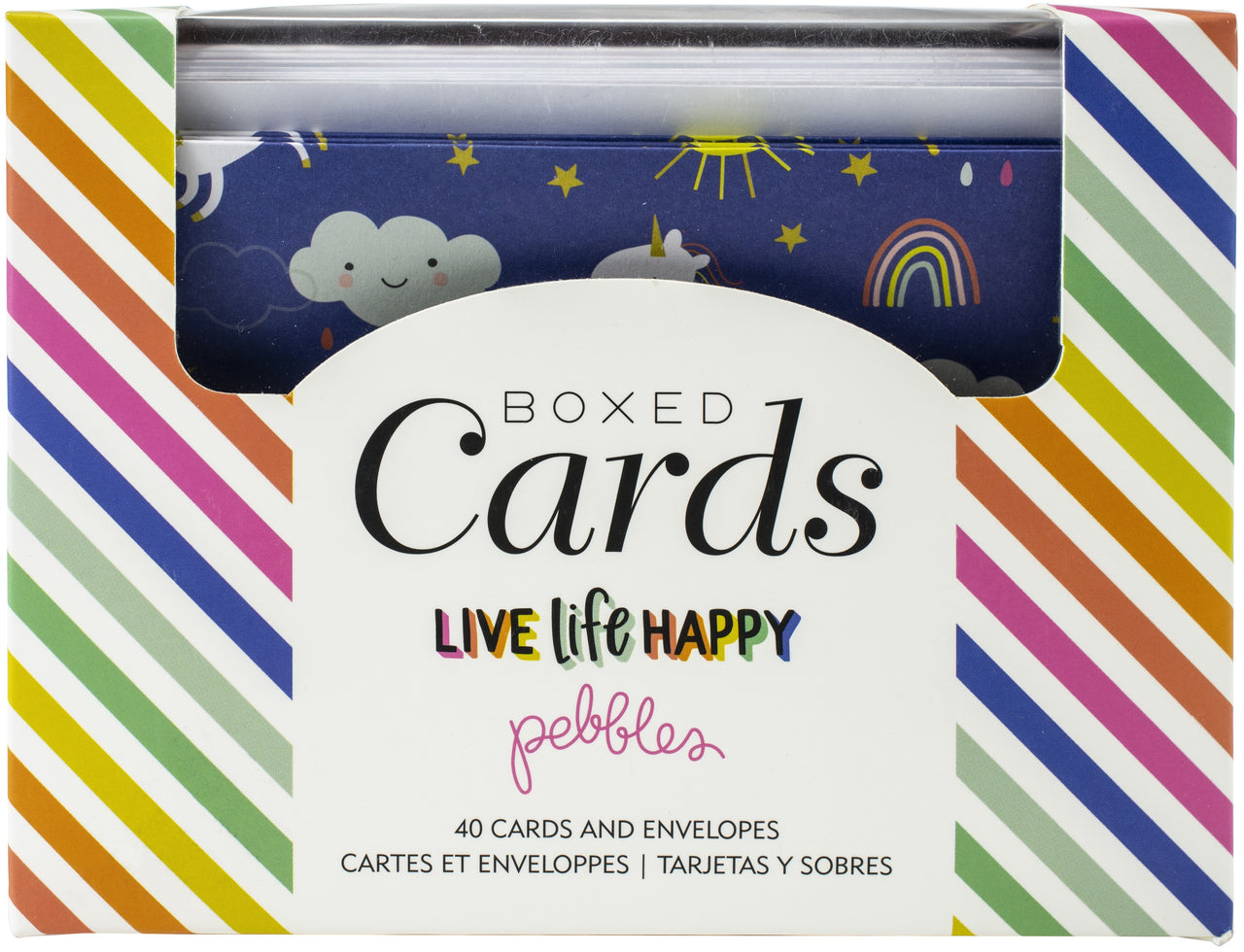 American Crafts Pebbles A2 Cards W/Envelopes (4.375"X5.75") 40/Box - Live Life Happy