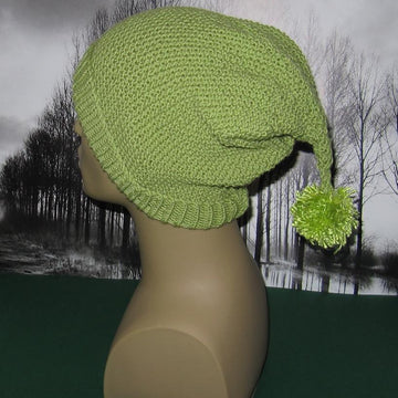 Moss Stitch (Seed Stitch) Pixie Bobble Slouch Hat