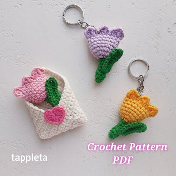 Love letter with tulip crochet pattern, Mini tulip crochet, Valentines day Envelope small gift handmade, Galentine favors, Mother day gift