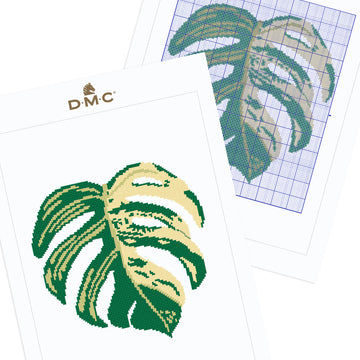 Variegated Swiss Cheese Plant in DMC - PAT0562 - Downloadable PDF