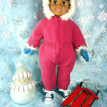 Snowsuit with Accessories,  Knitting Patterns fit American Girl and other 18-Inch Dolls