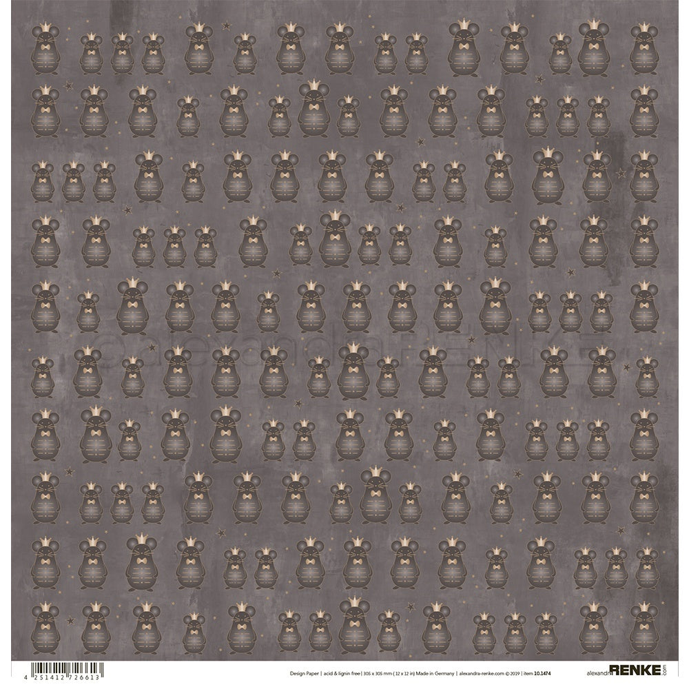 Alexandra Renke Nutcracker Design Paper 12"X12" 25/Pkg - Mouse King In Grey