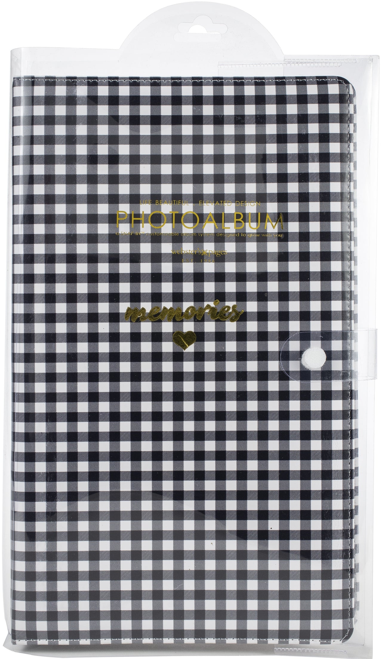 Webster's Pages Color Crush Tall Creative Photo Album 8"X13.5"X2" - Black Check