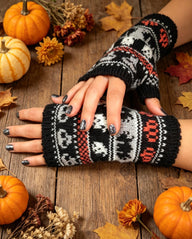 Spooky Halloween Mitts with pumpkins, bats, ghosts and skulls