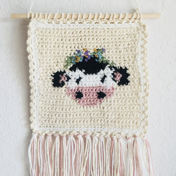 Cow Wall Hanging Tapestry Crochet