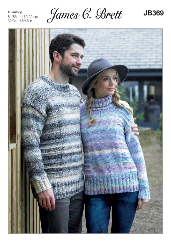 Ladies and Mens Sweaters in James C. Brett Marble Chunky - JB369 - Leaflet