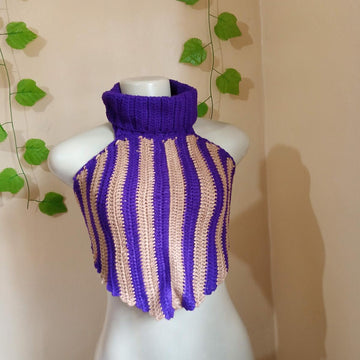 High neck crochet top