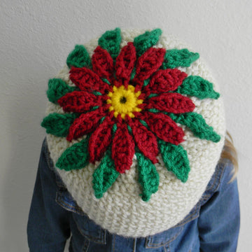 Poinsettia crochet hat
