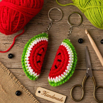 Crochet Watermelon Keychain Pattern PDF + Video Tutorial