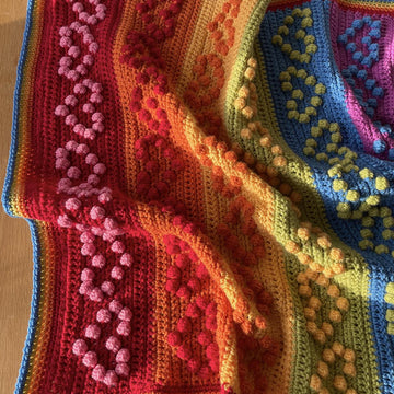 Rainbow Bobble Heart Blanket