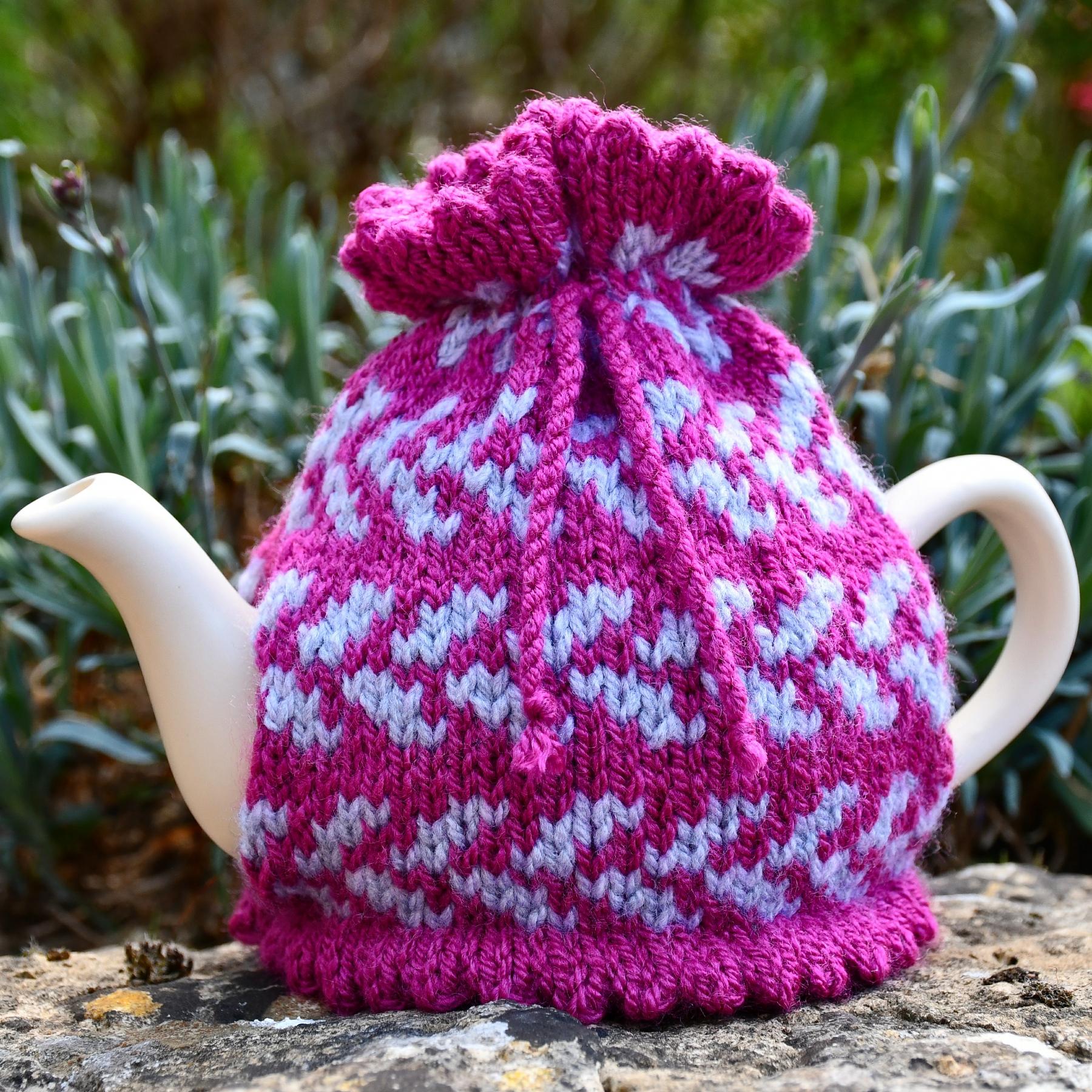 Boysenberry Fair Isle 2 Cup Teapot Cosy Knitting Pattern