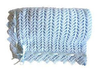 Double knit baby buggy blanket with lace edging