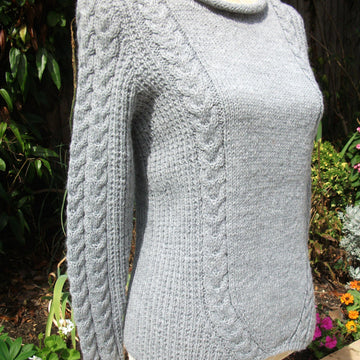 Sweater with Slanting Cables