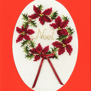 Bothy Threads Christmas Card - Wreath Cross Stitch Kit - 9 x 13cm