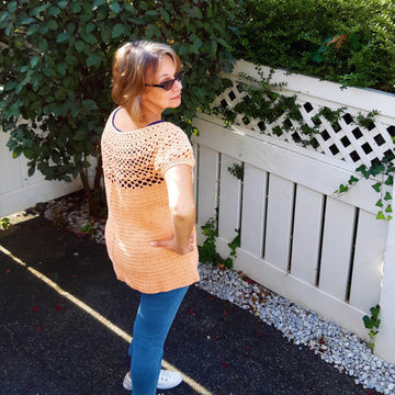 White Peach Round Yoke Tunic