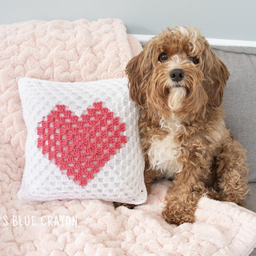 Granny Square Heart Pillow