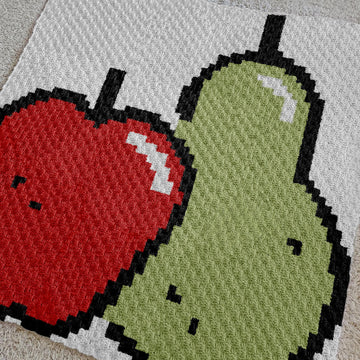 Apple & Pear Blanket Fruits Throw Decor Intarsia C2C Crochet Pattern