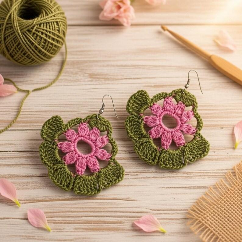Crochet Flower Earrings Pattern – Floral Jewelry PDF + Video Tutorial