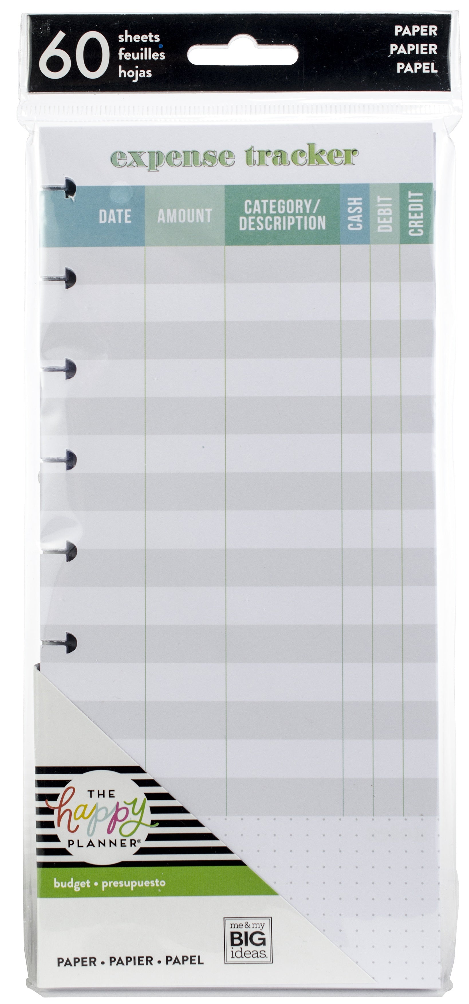 Happy Planner Medium Half Sheet Fill Paper 60/Pkg - Expense Tracker