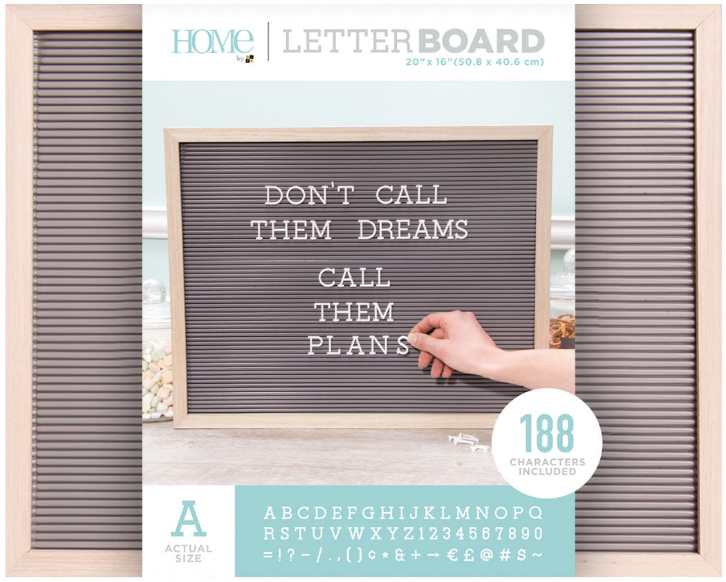 American Crafts DCWV Framed Letterboard 20"X16" - Natural W/Gray Insert